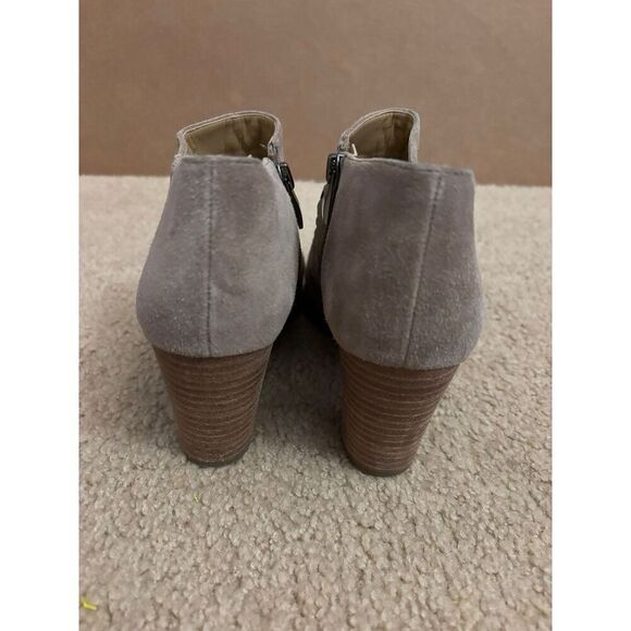 Franco Sarto Women's Destiny Boot Size 8.5 Block Heel Braided Taupe Gray Suede - Picture 3 of 7